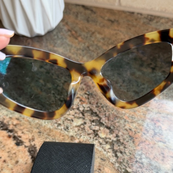 Prada Tortoiseshell Frame Sunglasses with Teal Temples - Picture 4 of 6
